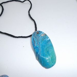 Blue Abstract Driftwood Necklace